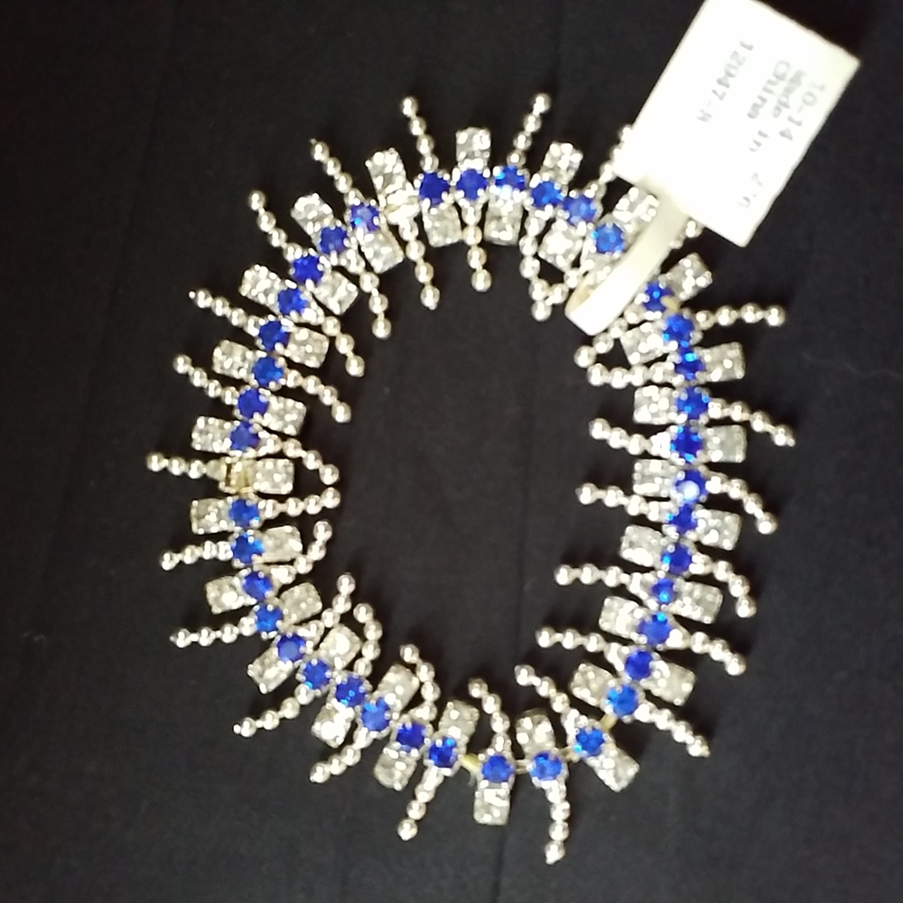 3/$25 CLAIRE'S RHINESTONE BRACELET ROYAL BLUE STRETCH NWT